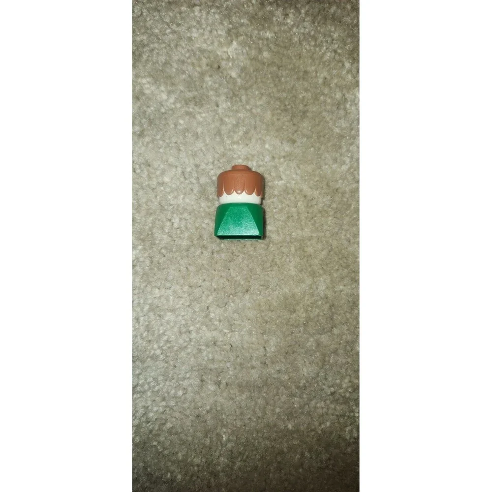 Duplo 2 x 2 x 2 Figure Brick Early, Female Green Base Fabuland Brown Hair 1979